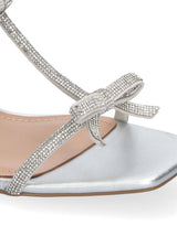 Sandalo basso argento, con strass e fiocchetti Bibi Lou