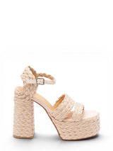 Sandali Castañer Fresa Avorio - Tacco 12 cm in Rafia Intrecciata