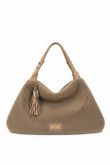 Borsa Sacca a Spalla La Carrie in Ecopelliccia Cuoio – Borsa Maxi Oversize Rock Chic