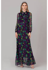 Abito lungo in chiffon viola Gaelle Paris