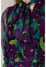 Abito lungo in chiffon viola Gaelle Paris