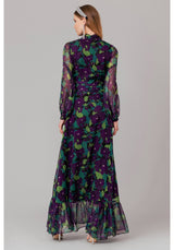 Abito lungo in chiffon viola Gaelle Paris