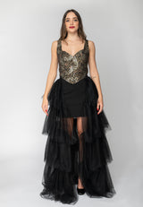 Tubino in stampa con tulle Gaelle Paris