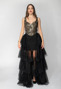 aaaaaTubino in stampa con tulle Gaelle Paris