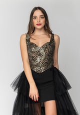 Tubino in stampa con tulle Gaelle Paris