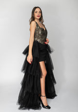 Tubino in stampa con tulle Gaelle Paris