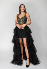 Tubino in stampa con tulle Gaelle Paris