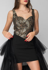 Tubino in stampa con tulle Gaelle Paris