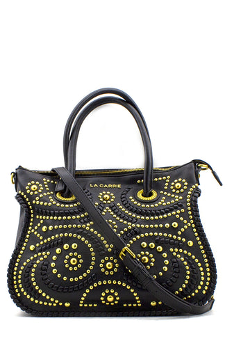 Borsa Arabesque nera borchie oro la Carrie