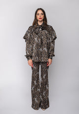 Blusa con volant in stampa Gaelle Paris