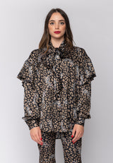 Blusa con volant in stampa Gaelle Paris