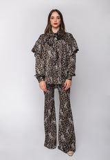 Blusa con volant in stampa Gaelle Paris