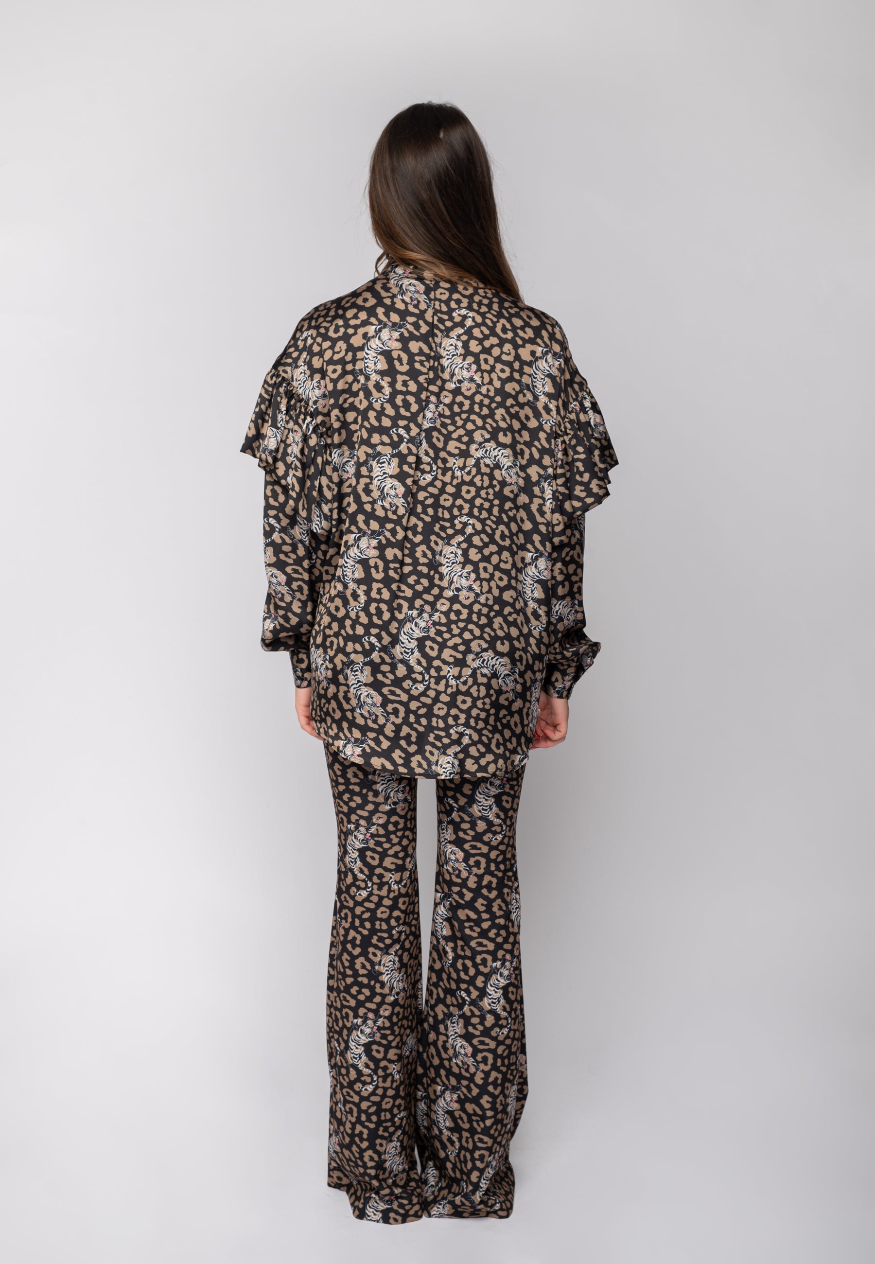 Blusa con volant in stampa Gaelle Paris