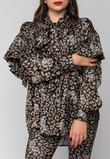 Blusa con volant in stampa Gaelle Paris