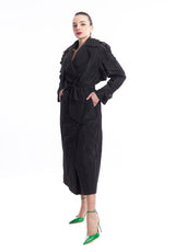 Trench Dina nero in taffetà Aniye By