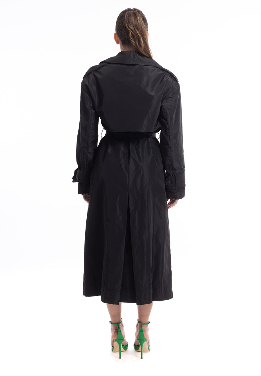 Trench Dina nero in taffetà Aniye By
