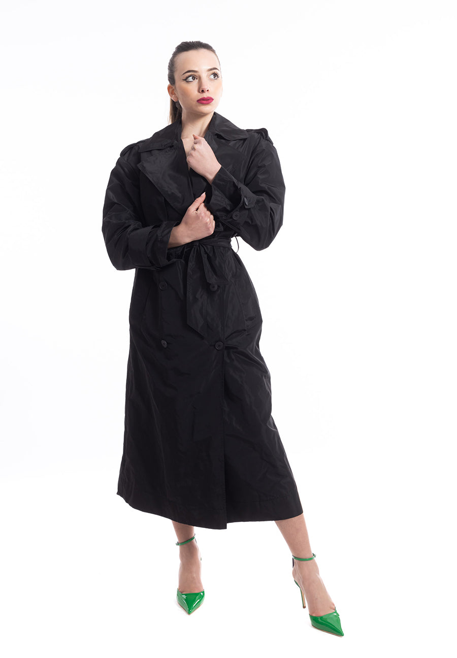 Trench Dina nero in taffetà Aniye By