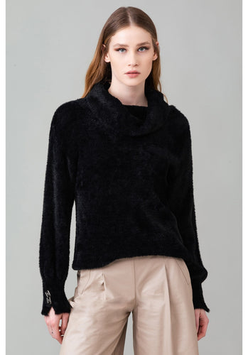 Pullover nero con collo alto Gaelle Paris