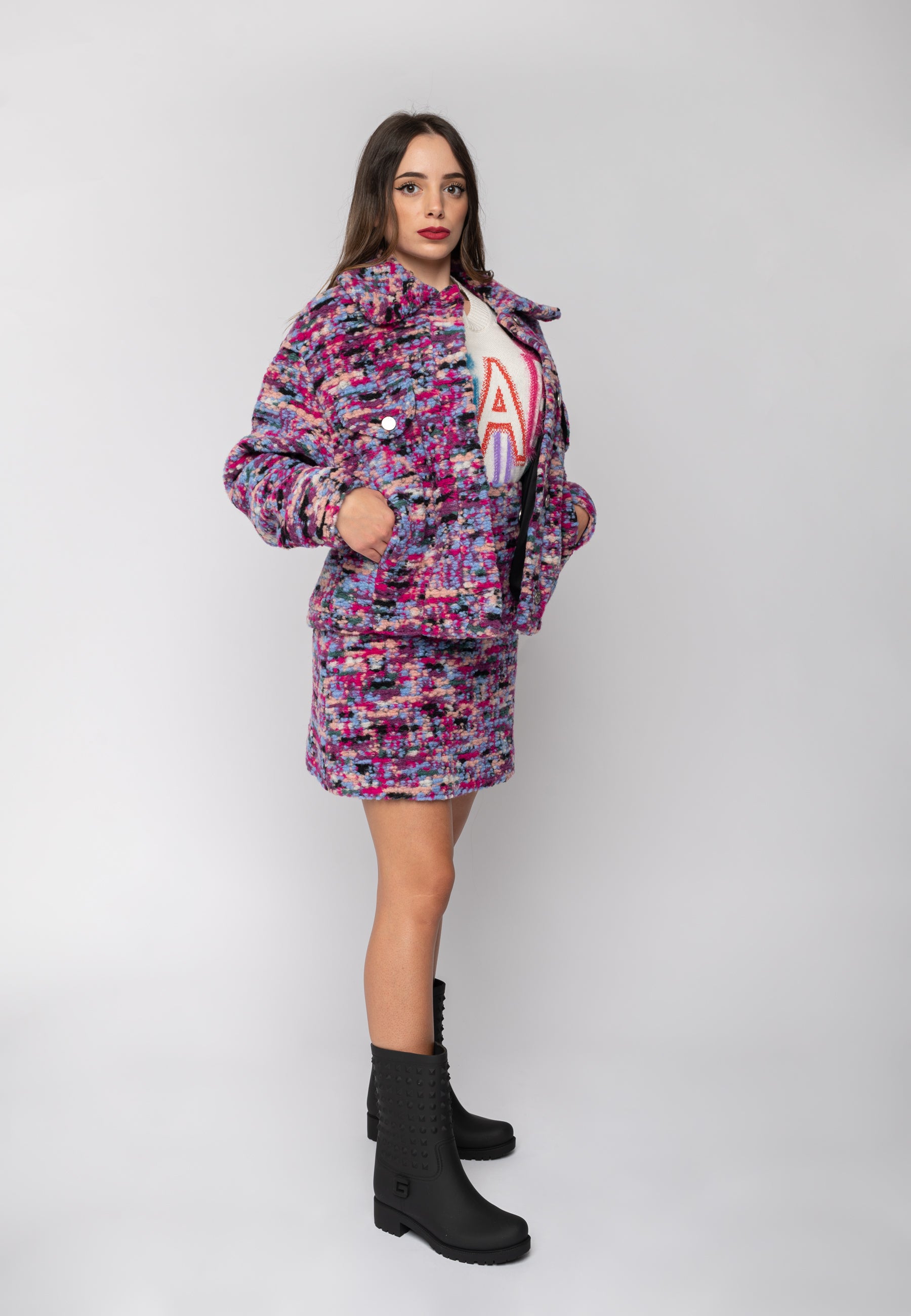 Giacca bouclè multicolor Gaelle Paris