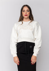 Felpa cropped con logo ricamato Gaelle Paris