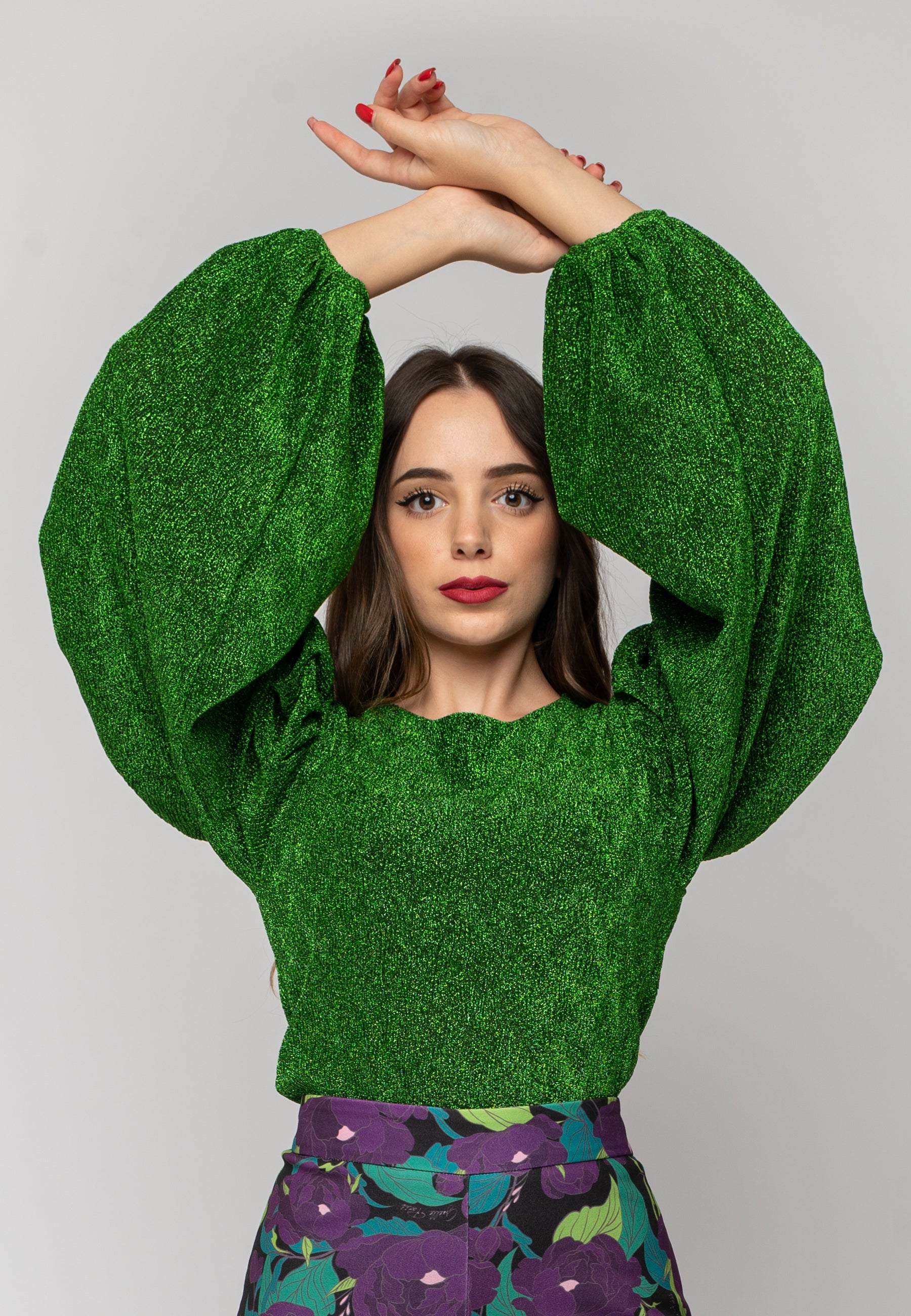 Maglia in lurex verde Gaelle Paris