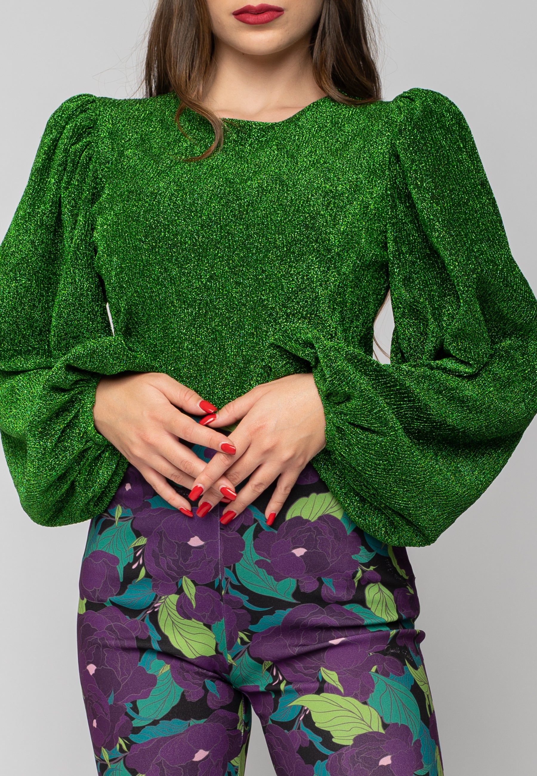 Maglia in lurex verde Gaelle Paris
