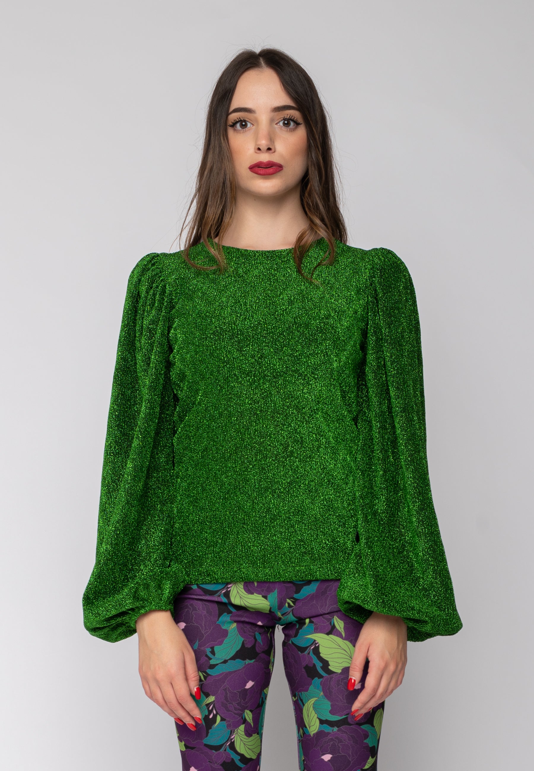 Maglia in lurex verde Gaelle Paris