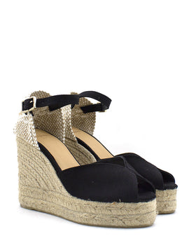 Zeppa Bianca in tela nera Castaner