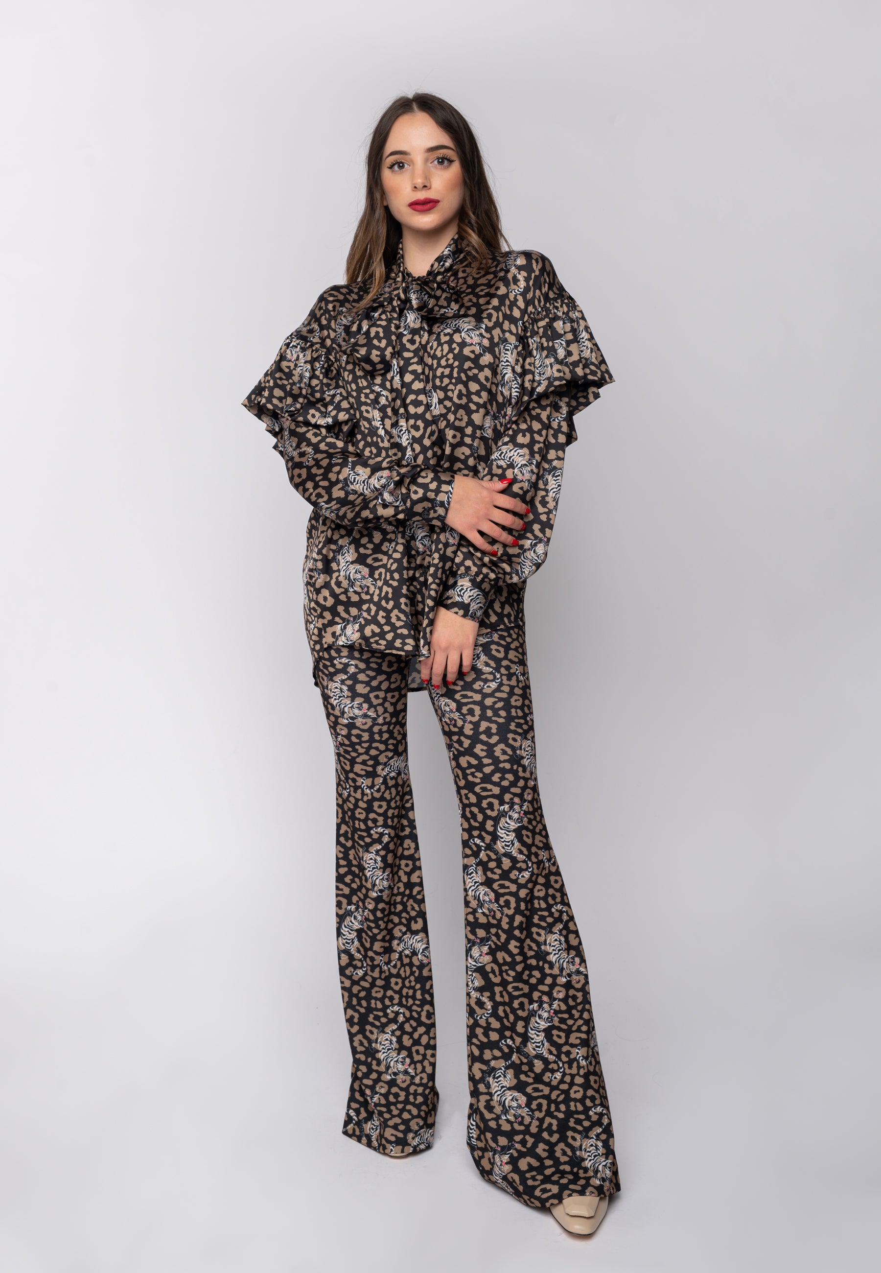 Pantalone a zampa in stampa Gaelle paris