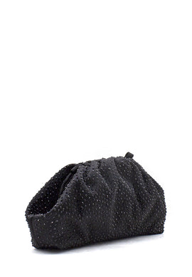Pochette raso nero con strass Mia Bag