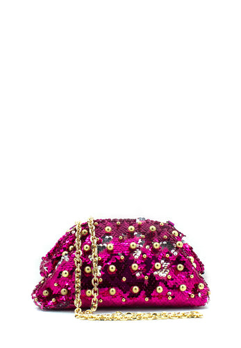 Mini borsa paillettes fucsia La Carrie