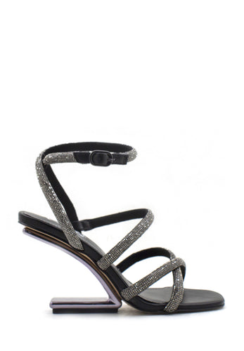 Sandalo strass nero Maggie Exé
