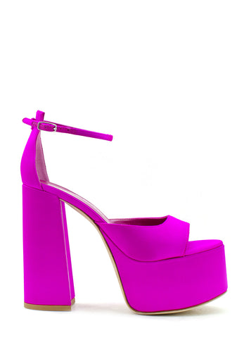 Sandalo alto in raso fucsia Lella Baldi