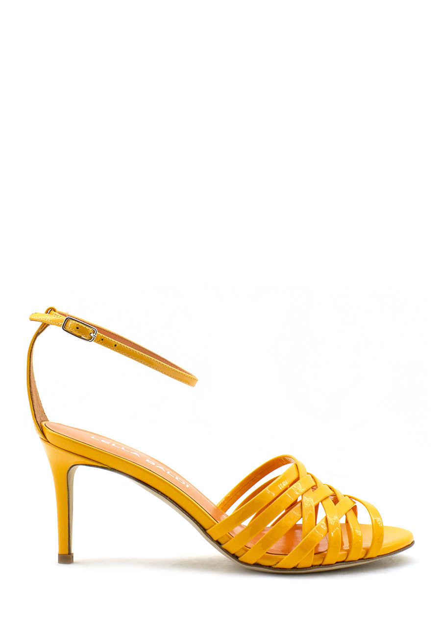 Sandalo in vernice arancione Lella Baldi