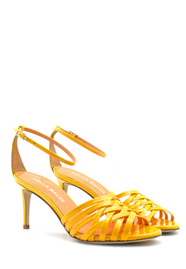 Sandalo in vernice arancione Lella Baldi