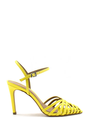 Sandalo alto con gabbia giallo Valini Roma