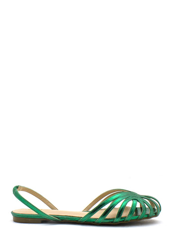 Sandalo flat con gabbia verde Valini Roma