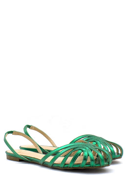 Sandalo flat con gabbia verde Valini Roma
