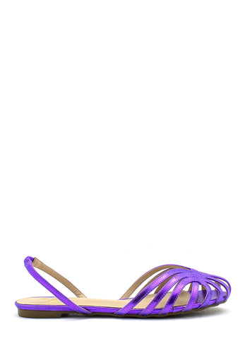 Sandalo flat con gabbia viola Valini Roma