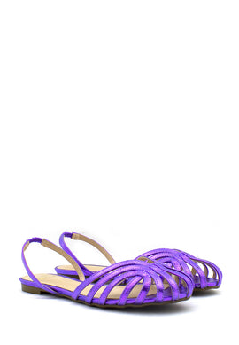 Sandalo flat con gabbia viola Valini Roma