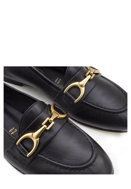Mocassino nero con fibbia Bianca Di