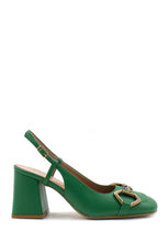 Carica l&#39;immagine nel visualizzatore di Gallery, Scarpa con tacco verde con fibbia Bianca Di
