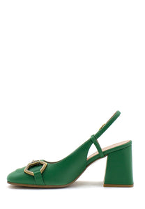 aaaaaScarpa con tacco verde con fibbia Bianca Di