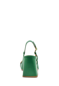 aaaaaScarpa con tacco verde con fibbia Bianca Di