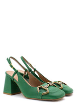 Carica l&#39;immagine nel visualizzatore di Gallery, Scarpa con tacco verde con fibbia Bianca Di
