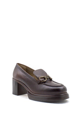 Mocassino marrone vintage con tacco Emanuelle Vee