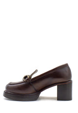 Mocassino marrone vintage con tacco Emanuelle Vee