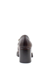 Mocassino marrone vintage con tacco Emanuelle Vee