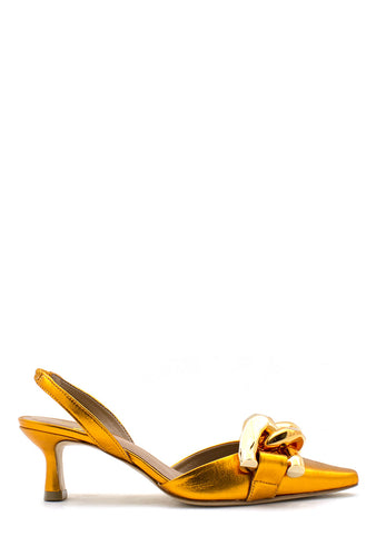 Scarpa con tacco laminata arancio Valini Roma