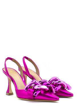 Scarpa con tacco laminata fucsia Valini Roma
